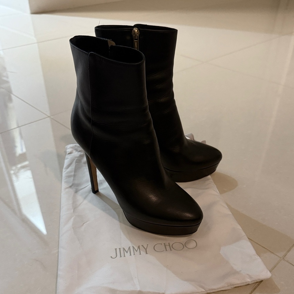 !!SOLD!! Jimmy Choo Black Leather Magic Ankle Boots Size 38